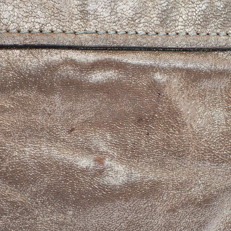 Pre Owned Chloe Metallic Gold Leather Medium Elsie Top Handle Bag