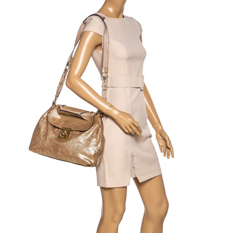 Pre Owned Chloe Metallic Gold Leather Medium Elsie Top Handle Bag