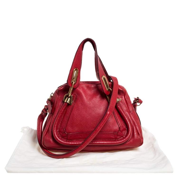Pre Owned Chloe Red Leather Small Paraty Shoulder Bag