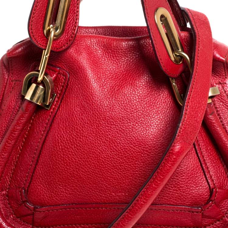 Pre Owned Chloe Red Leather Small Paraty Shoulder Bag