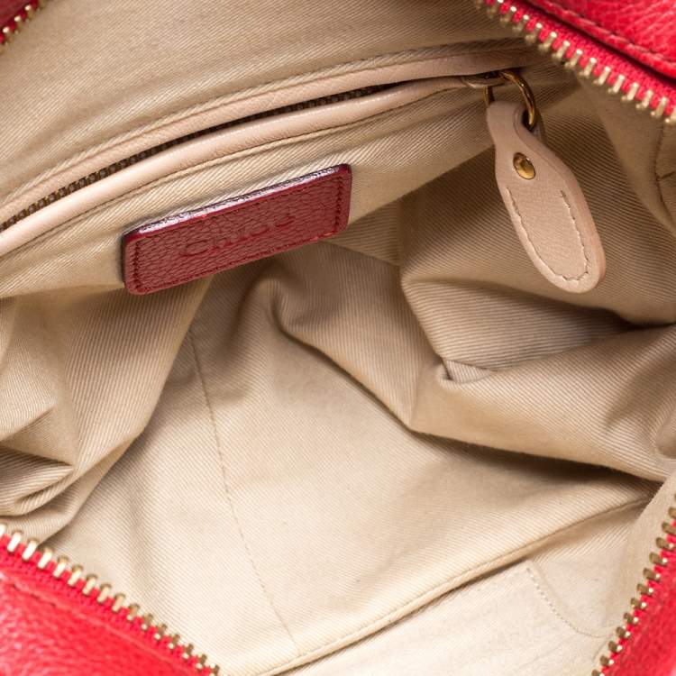 Pre Owned Chloe Red Leather Small Paraty Shoulder Bag