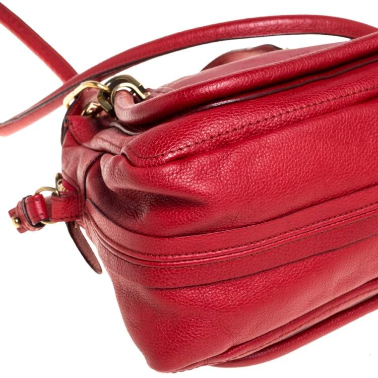 Pre Owned Chloe Red Leather Small Paraty Shoulder Bag