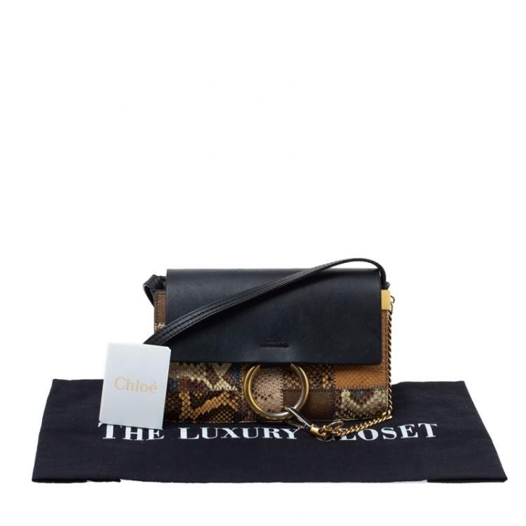 Pre Owned Chloe Multicolor Leather and Python Small Faye Shoulder Bag