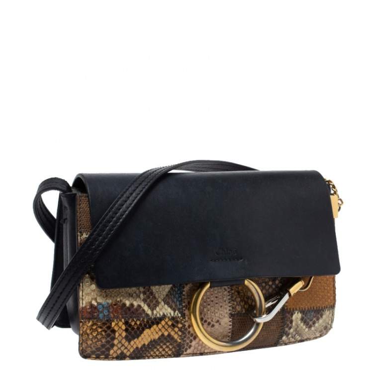 Pre Owned Chloe Multicolor Leather and Python Small Faye Shoulder Bag