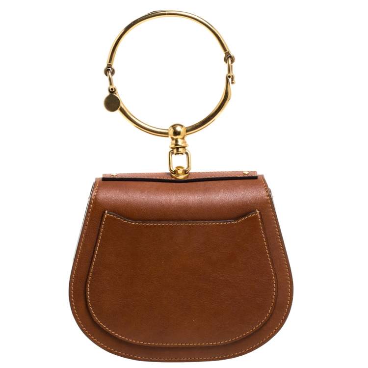 Pre Owned Chloe Brown Leather and Suede Small Nile Bracelet Shoulder Bag