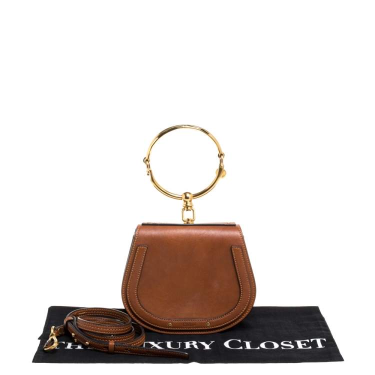 Pre Owned Chloe Brown Leather and Suede Small Nile Bracelet Shoulder Bag