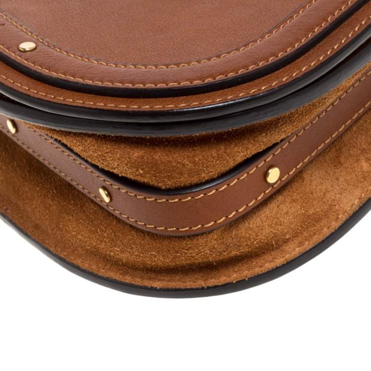 Pre Owned Chloe Brown Leather and Suede Small Nile Bracelet Shoulder Bag