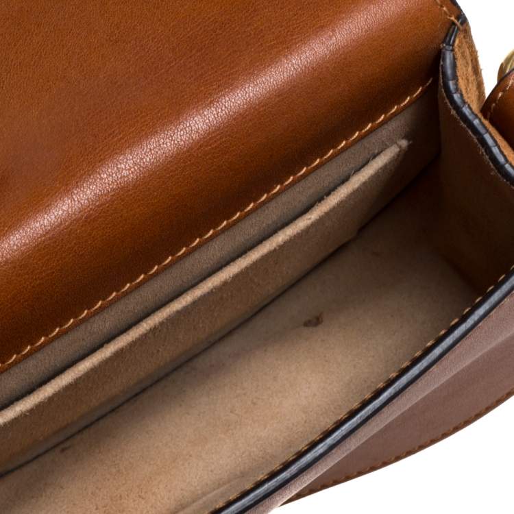 Pre Owned Chloe Brown Leather and Suede Small Nile Bracelet Shoulder Bag