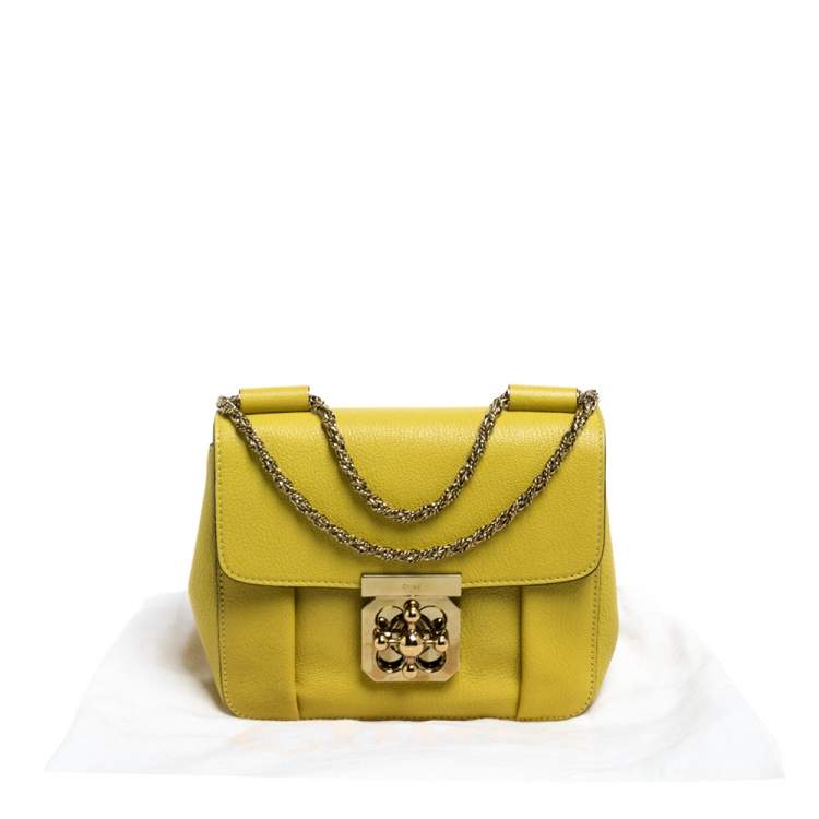 Pre Owned Chloe Light Green Leather Small Elsie Shoulder Bag