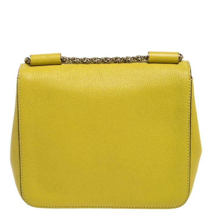 Pre Owned Chloe Light Green Leather Small Elsie Shoulder Bag