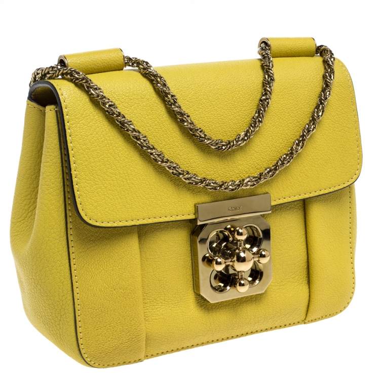 Pre Owned Chloe Light Green Leather Small Elsie Shoulder Bag