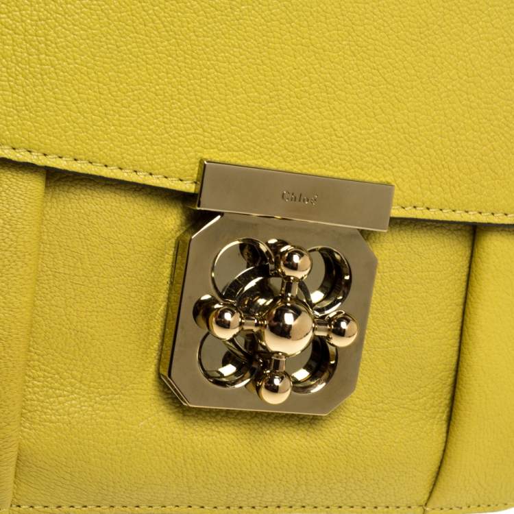 Pre Owned Chloe Light Green Leather Small Elsie Shoulder Bag