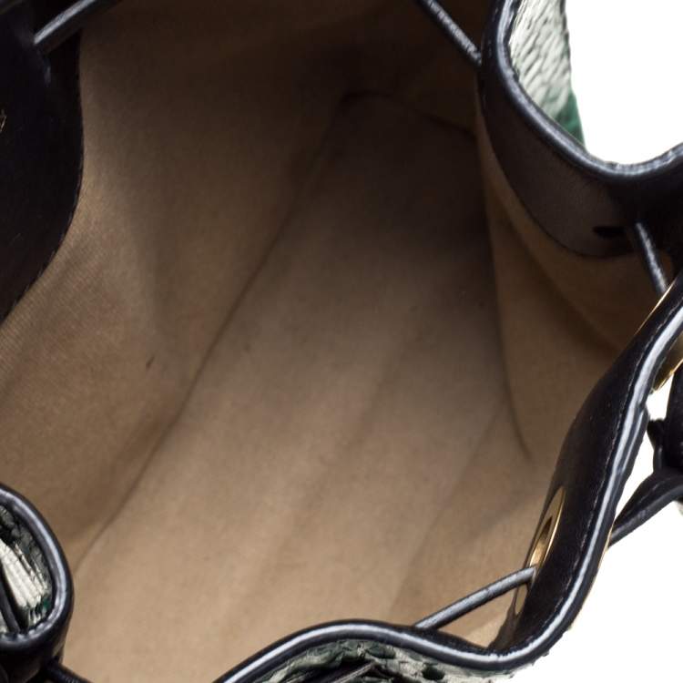 Pre Owned Chloe Green/Black Python and Leather Gala Drawstring Shoulder Bag