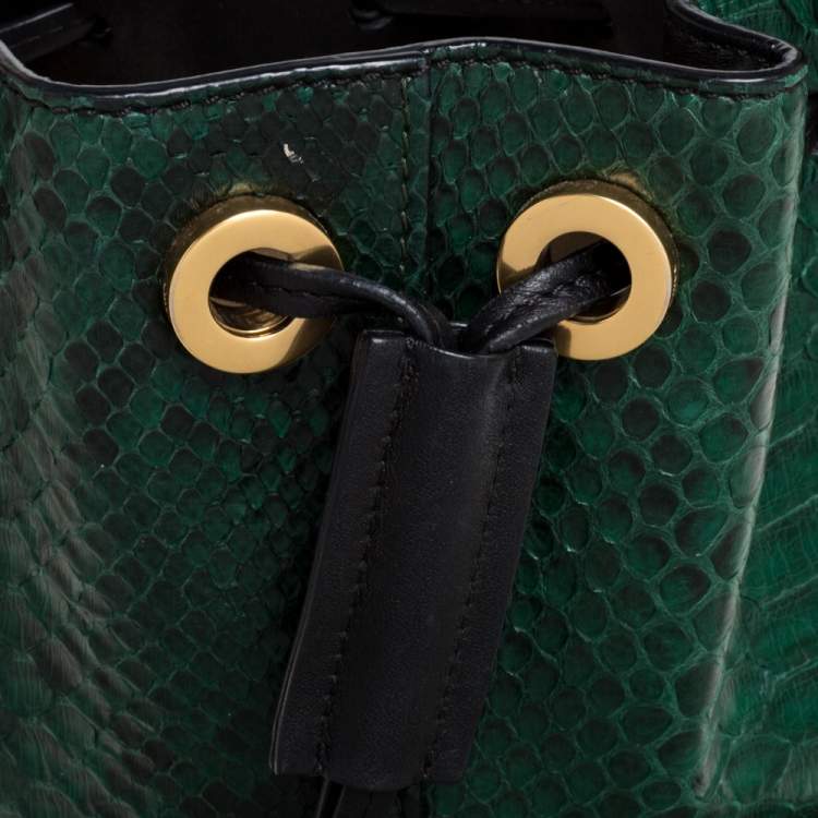 Pre Owned Chloe Green/Black Python and Leather Gala Drawstring Shoulder Bag