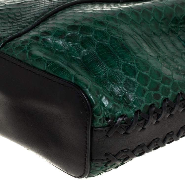 Pre Owned Chloe Green/Black Python and Leather Gala Drawstring Shoulder Bag