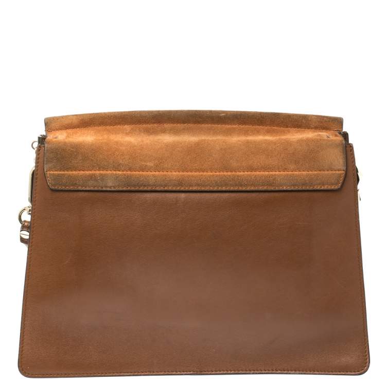 Pre Owned Chloe Brown Leather and Suede Medium Faye Shoulder Bag