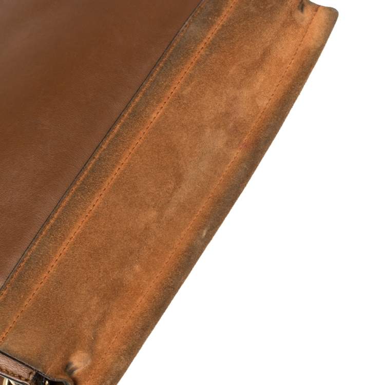 Pre Owned Chloe Brown Leather and Suede Medium Faye Shoulder Bag