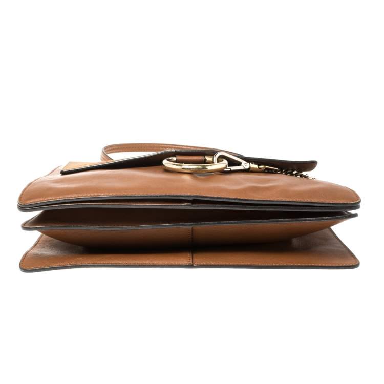 Pre Owned Chloe Brown Leather and Suede Medium Faye Shoulder Bag