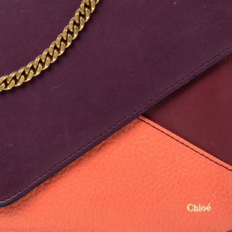 Pre Owned Chloe Tri Color Leather Chain Clutch 
