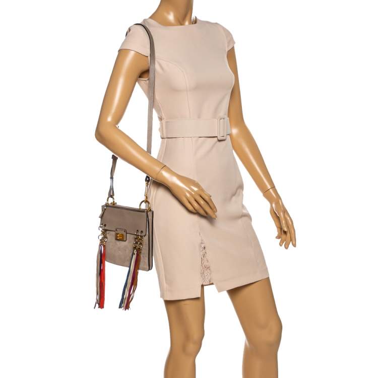 Pre Owned Chloe Taupe Leather Small Jane Shoulder Bag