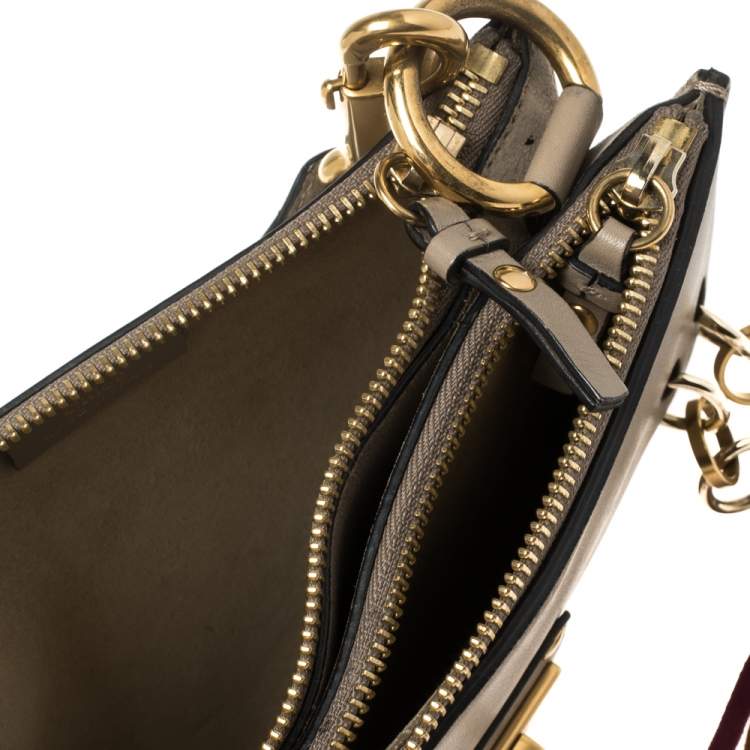 Pre Owned Chloe Taupe Leather Small Jane Shoulder Bag