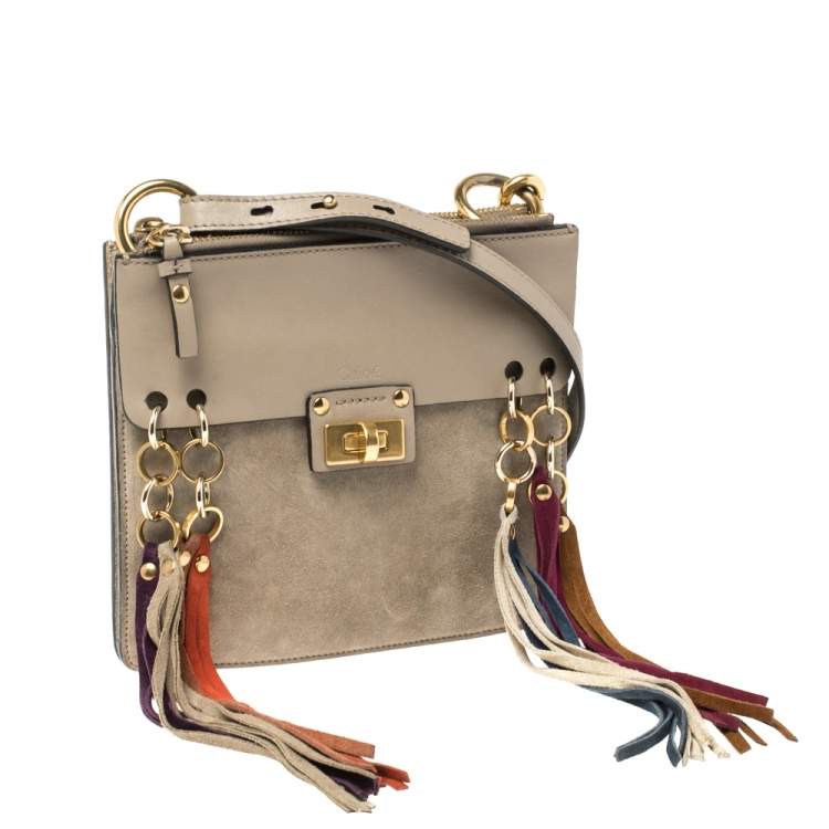 Pre Owned Chloe Taupe Leather Small Jane Shoulder Bag