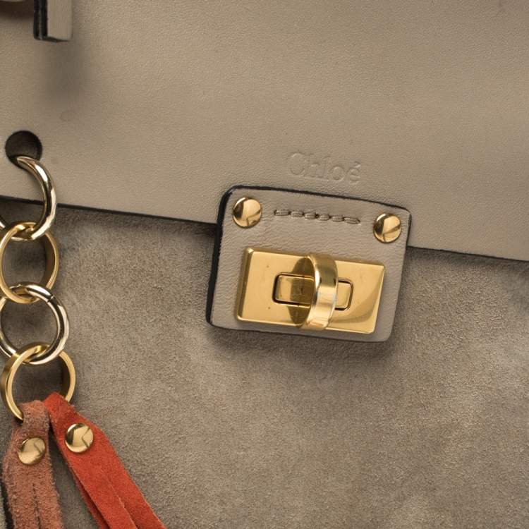 Pre Owned Chloe Taupe Leather Small Jane Shoulder Bag