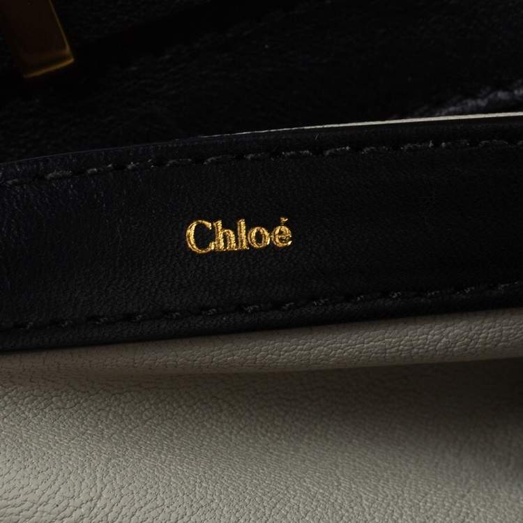Pre Owned Chloe Black/Teal Leather and Faux Fur Alice Tote
