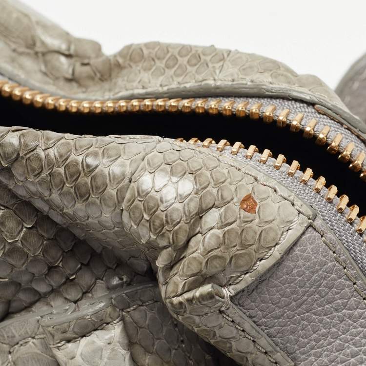 Pre Owned Chloe Grey Python and Leather Small Paraty Shoulder Bag
