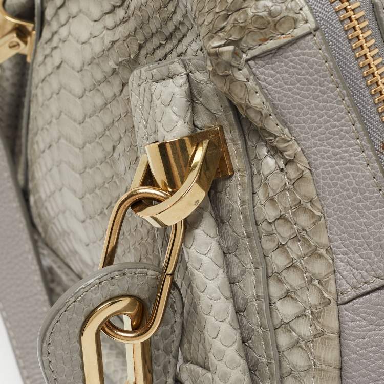 Pre Owned Chloe Grey Python and Leather Small Paraty Shoulder Bag