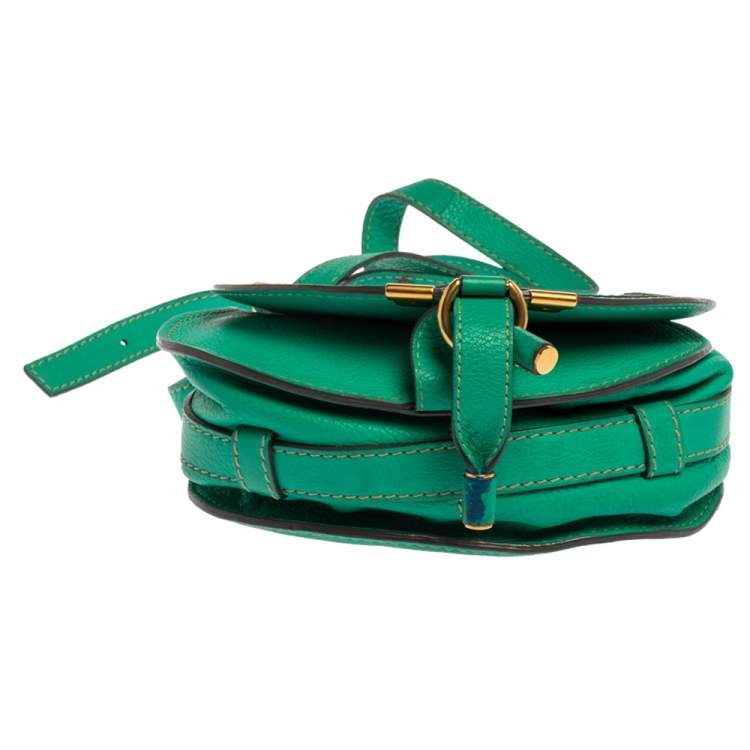 Pre Owned Chloe Green Leather Mini Marcie Crossbody Bag
