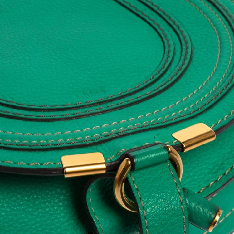 Pre Owned Chloe Green Leather Mini Marcie Crossbody Bag