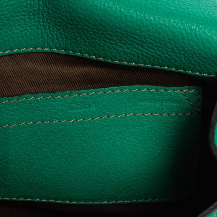 Pre Owned Chloe Green Leather Mini Marcie Crossbody Bag