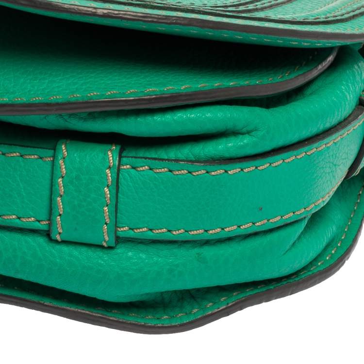 Pre Owned Chloe Green Leather Mini Marcie Crossbody Bag