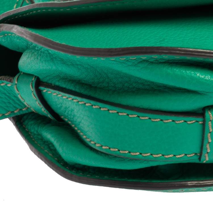 Pre Owned Chloe Green Leather Mini Marcie Crossbody Bag