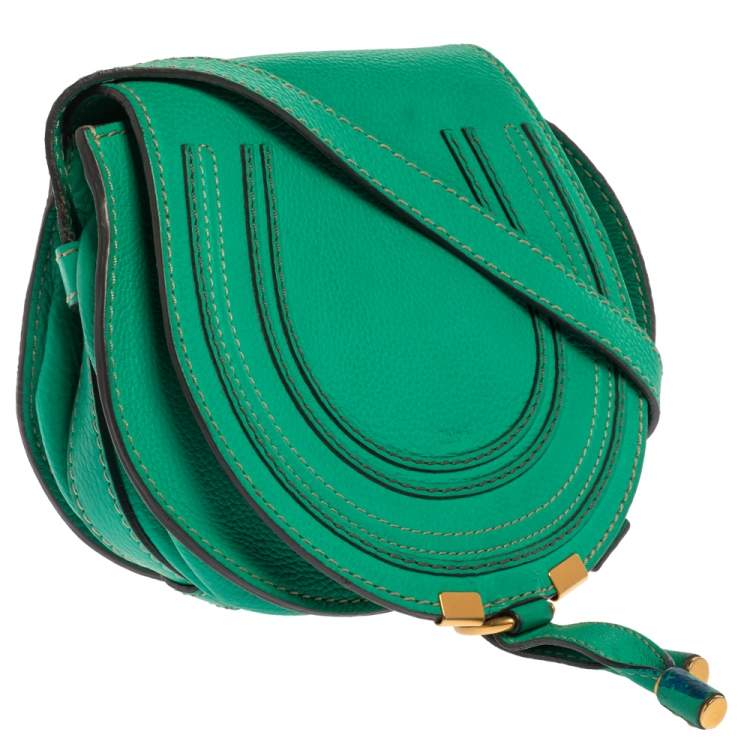 Pre Owned Chloe Green Leather Mini Marcie Crossbody Bag