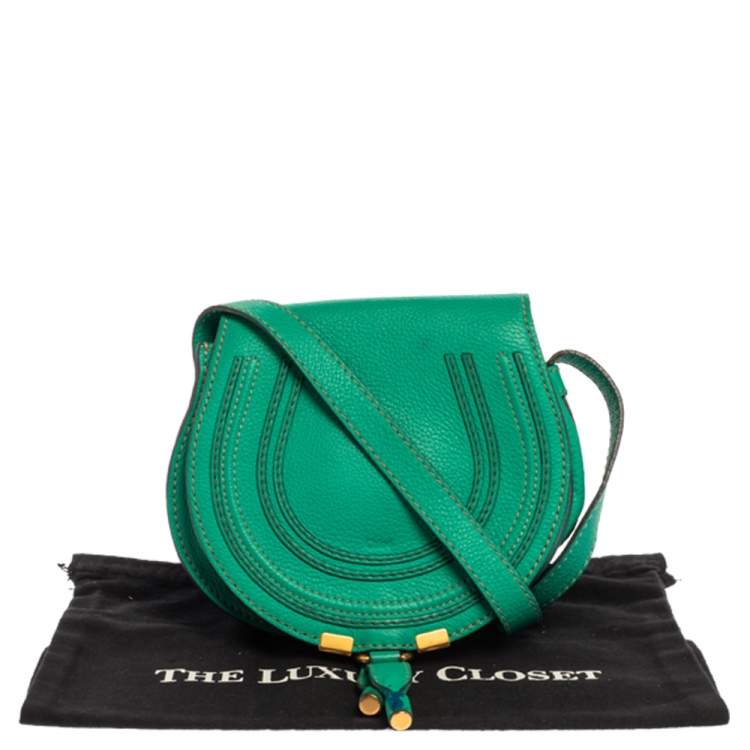 Pre Owned Chloe Green Leather Mini Marcie Crossbody Bag