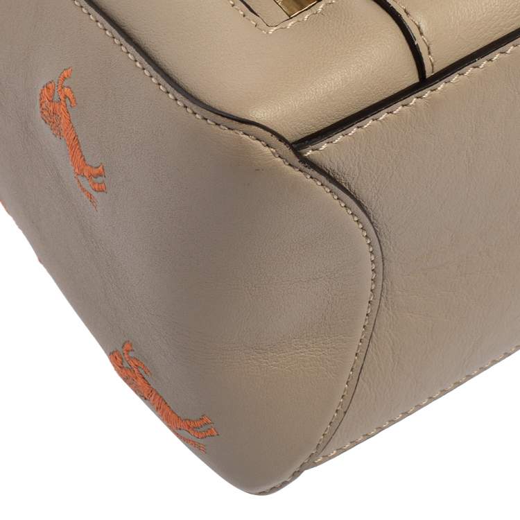 Pre Owned Chloe beige Leather Small Embroidered Faye Day Shoulder Bag