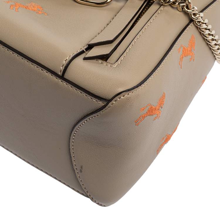 Pre Owned Chloe beige Leather Small Embroidered Faye Day Shoulder Bag