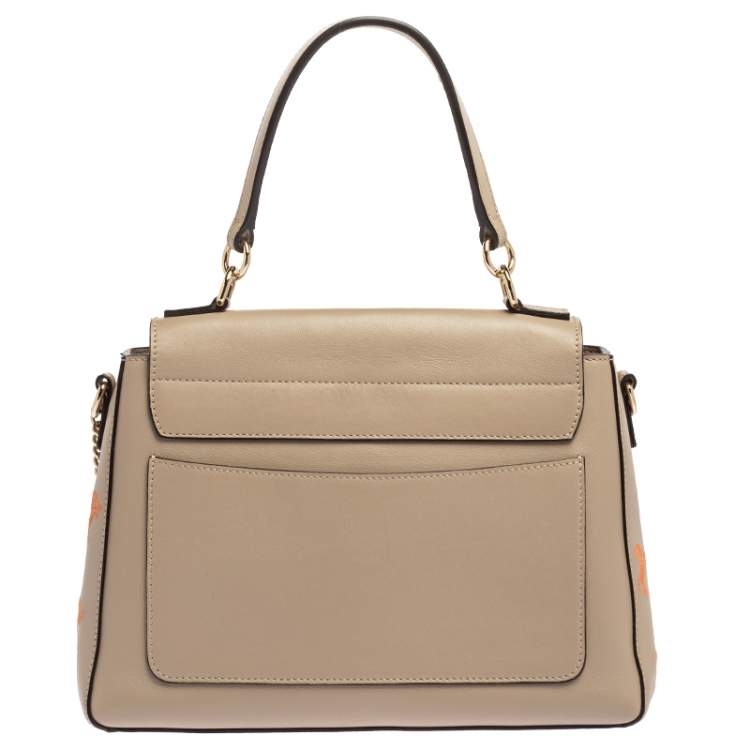 Pre Owned Chloe beige Leather Small Embroidered Faye Day Shoulder Bag