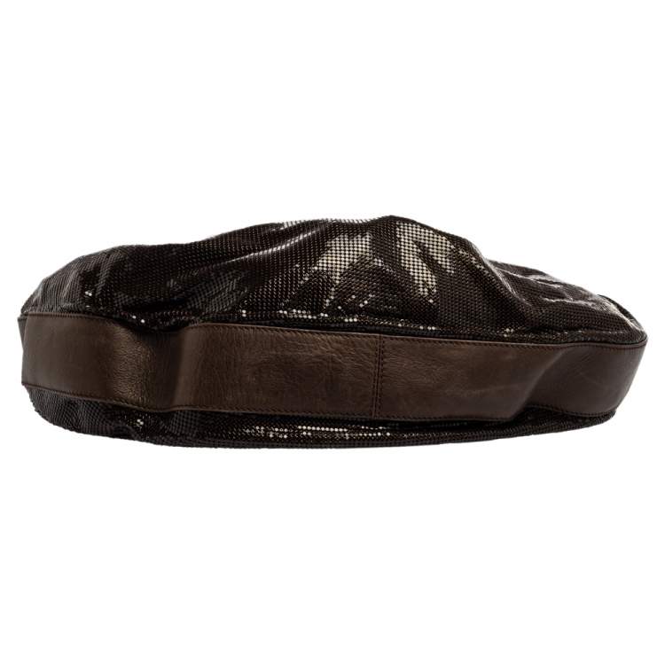 Pre Owned Chloe Dark Brown Metal Mesh and Leather Hobo