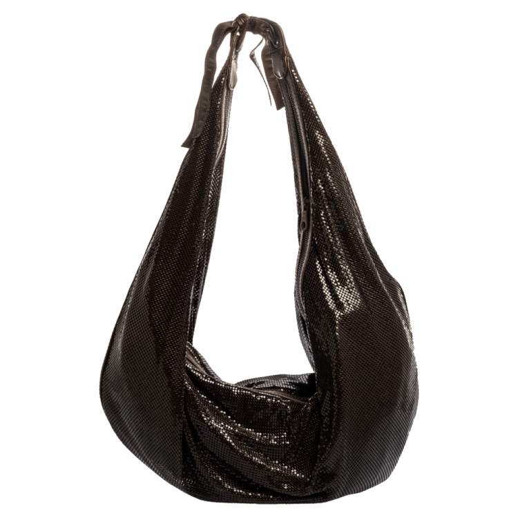 Pre Owned Chloe Dark Brown Metal Mesh and Leather Hobo