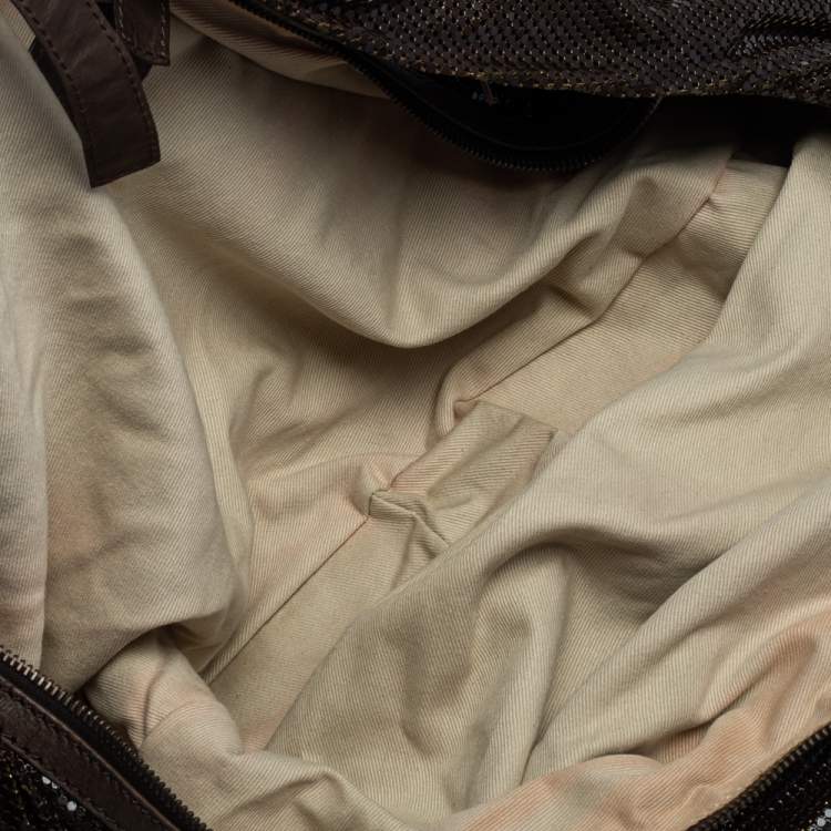 Pre Owned Chloe Dark Brown Metal Mesh and Leather Hobo