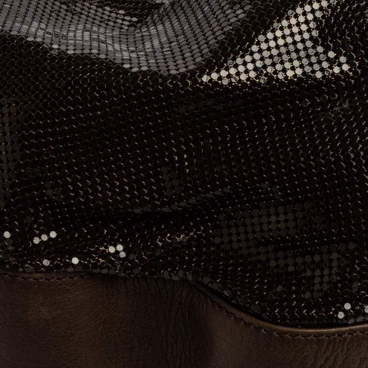 Pre Owned Chloe Dark Brown Metal Mesh and Leather Hobo