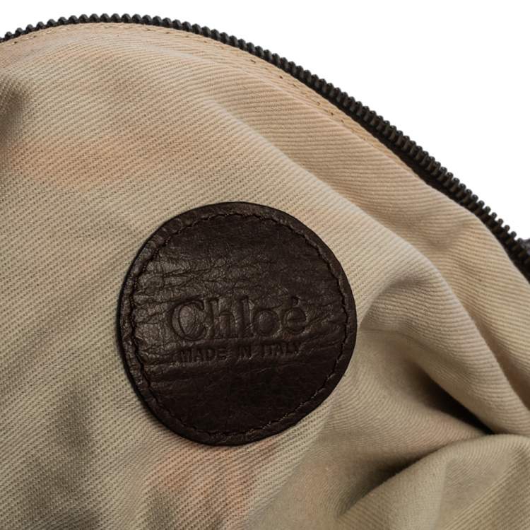 Pre Owned Chloe Dark Brown Metal Mesh and Leather Hobo