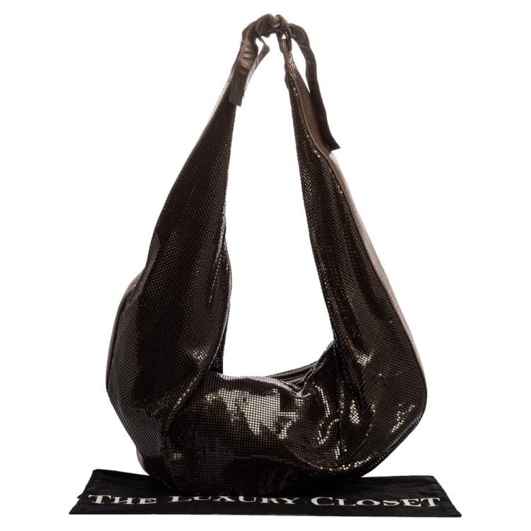 Pre Owned Chloe Dark Brown Metal Mesh and Leather Hobo