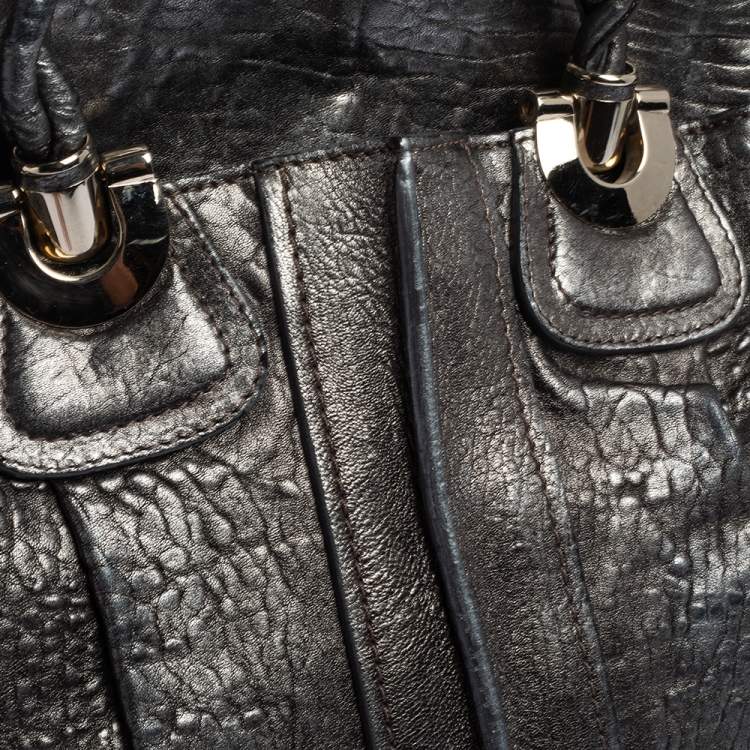 Pre Owned Chloe Metallic Textured Leather Heloise Satchel
