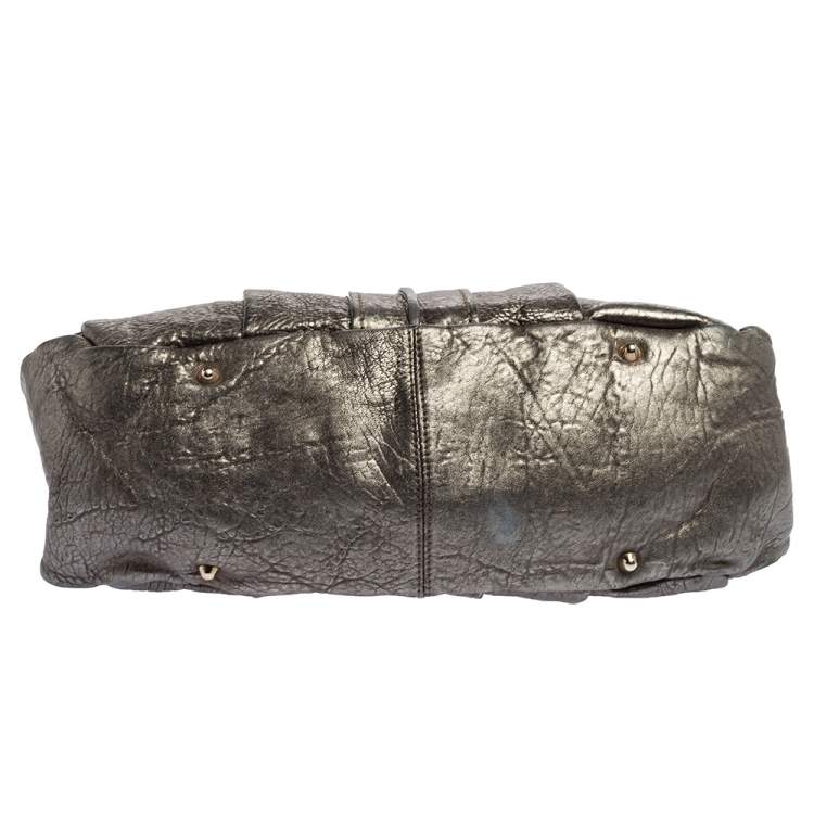 Pre Owned Chloe Metallic Textured Leather Heloise Satchel