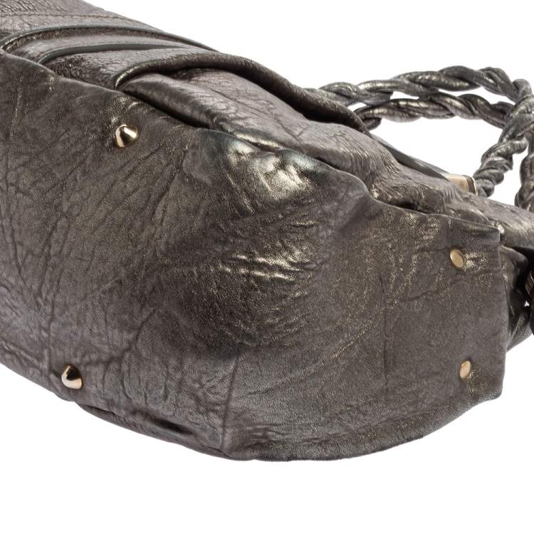 Pre Owned Chloe Metallic Textured Leather Heloise Satchel