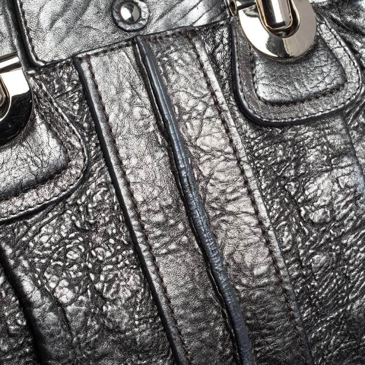 Pre Owned Chloe Metallic Textured Leather Heloise Satchel
